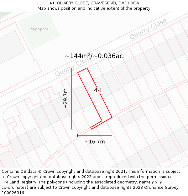 41, QUARRY CLOSE, GRAVESEND, DA11 0GA: Plot and title map