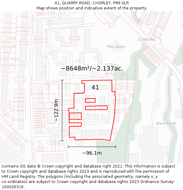 41, QUARRY ROAD, CHORLEY, PR6 0LR: Plot and title map