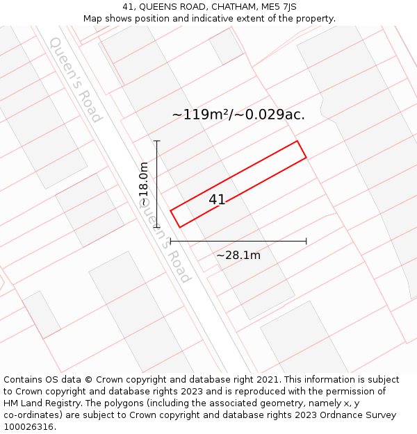 41, QUEENS ROAD, CHATHAM, ME5 7JS: Plot and title map