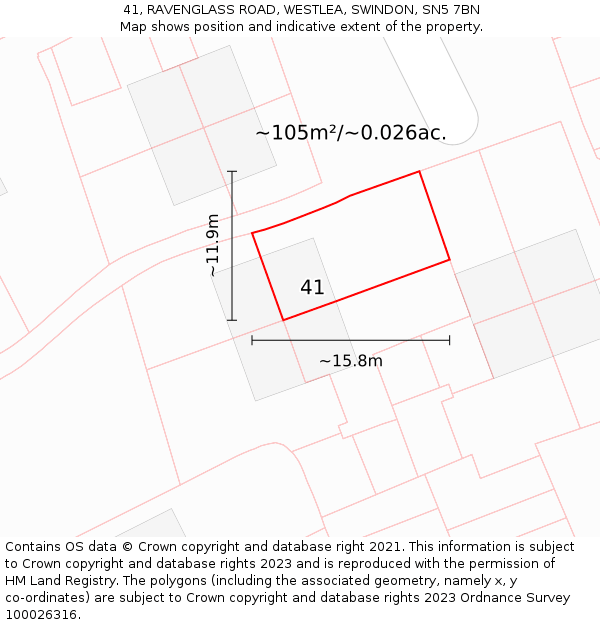 41, RAVENGLASS ROAD, WESTLEA, SWINDON, SN5 7BN: Plot and title map