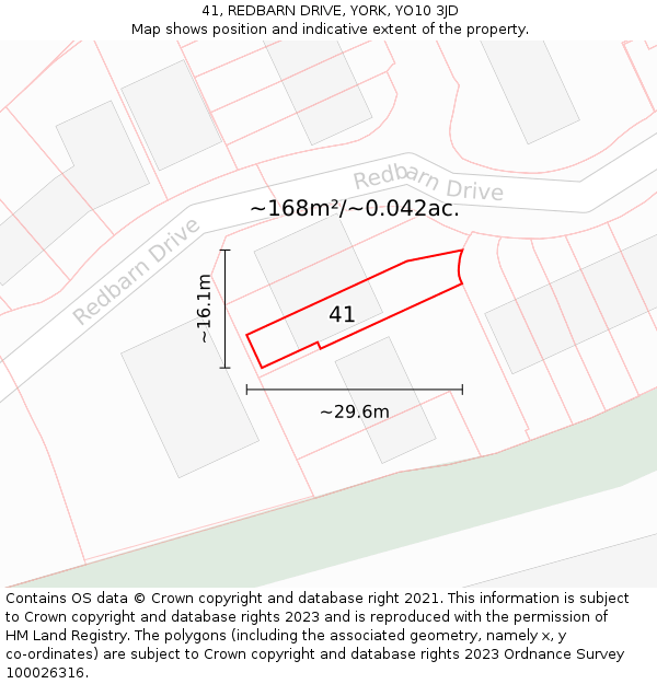 41, REDBARN DRIVE, YORK, YO10 3JD: Plot and title map