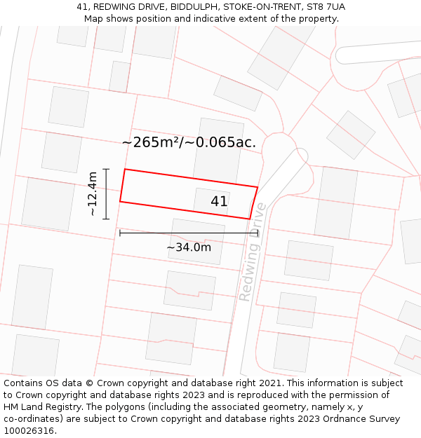 41, REDWING DRIVE, BIDDULPH, STOKE-ON-TRENT, ST8 7UA: Plot and title map