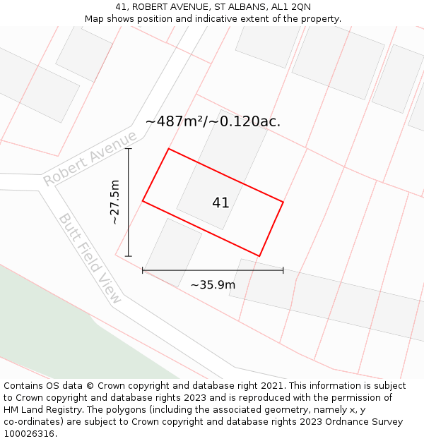 41, ROBERT AVENUE, ST ALBANS, AL1 2QN: Plot and title map