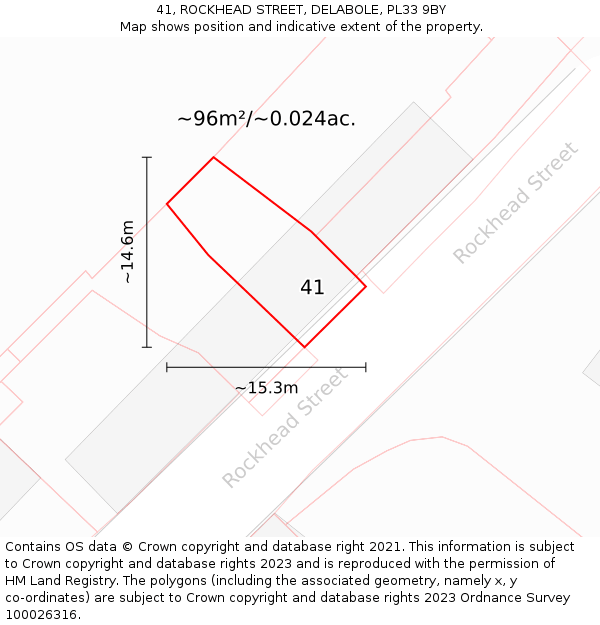 41, ROCKHEAD STREET, DELABOLE, PL33 9BY: Plot and title map