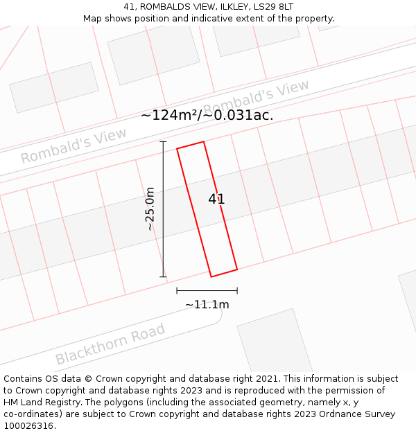 41, ROMBALDS VIEW, ILKLEY, LS29 8LT: Plot and title map