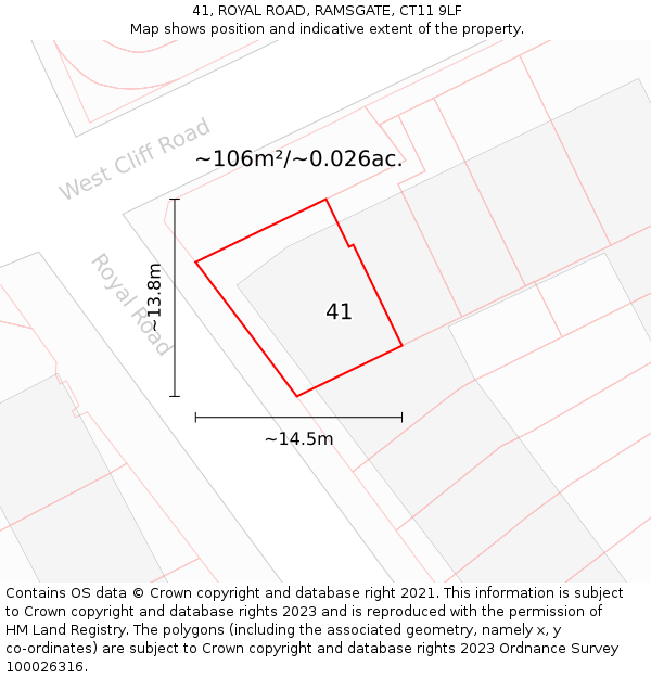 41, ROYAL ROAD, RAMSGATE, CT11 9LF: Plot and title map
