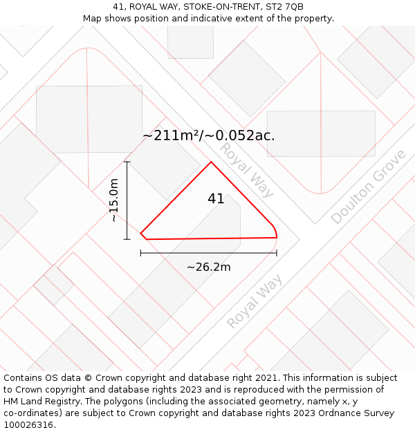 41, ROYAL WAY, STOKE-ON-TRENT, ST2 7QB: Plot and title map