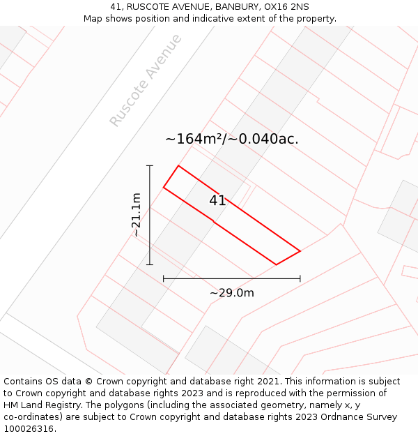 41, RUSCOTE AVENUE, BANBURY, OX16 2NS: Plot and title map