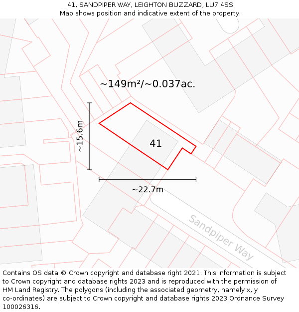41, SANDPIPER WAY, LEIGHTON BUZZARD, LU7 4SS: Plot and title map