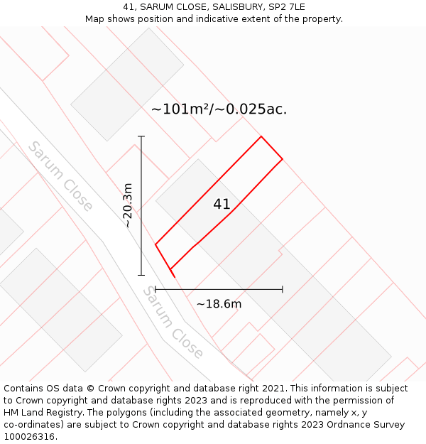 41, SARUM CLOSE, SALISBURY, SP2 7LE: Plot and title map