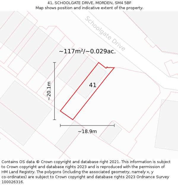 41, SCHOOLGATE DRIVE, MORDEN, SM4 5BF: Plot and title map