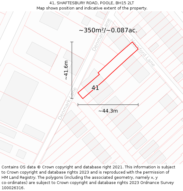 41, SHAFTESBURY ROAD, POOLE, BH15 2LT: Plot and title map