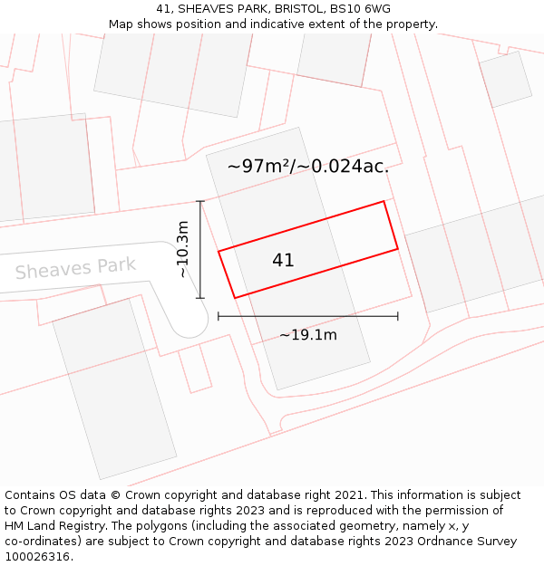 41, SHEAVES PARK, BRISTOL, BS10 6WG: Plot and title map