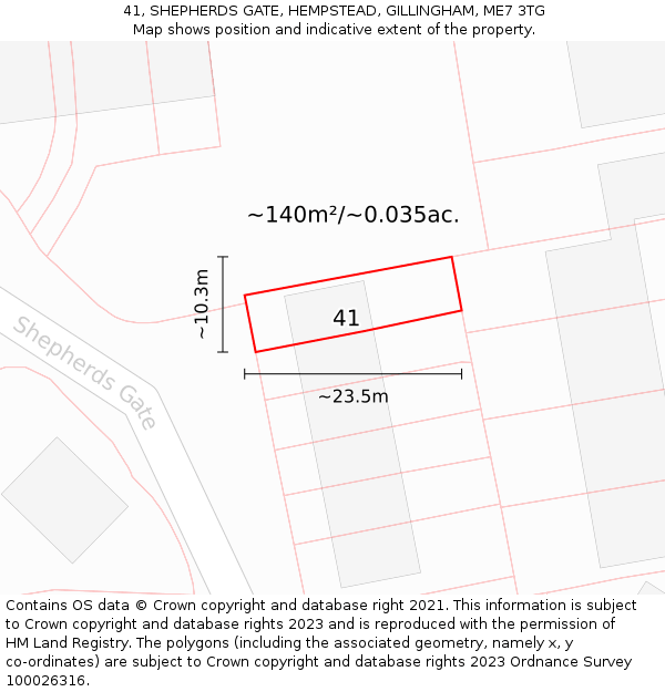 41, SHEPHERDS GATE, HEMPSTEAD, GILLINGHAM, ME7 3TG: Plot and title map