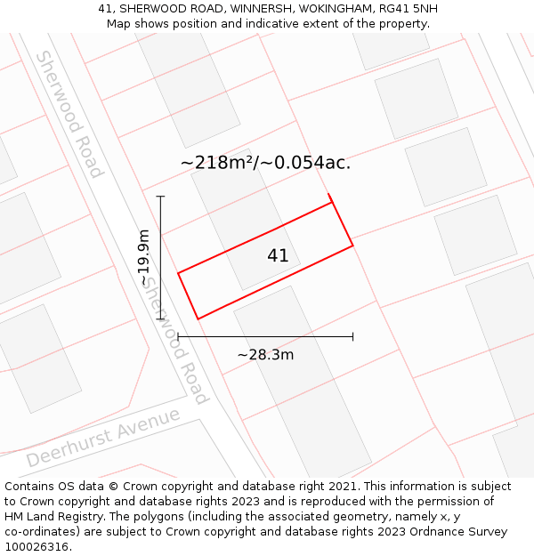 41, SHERWOOD ROAD, WINNERSH, WOKINGHAM, RG41 5NH: Plot and title map