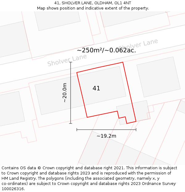 41, SHOLVER LANE, OLDHAM, OL1 4NT: Plot and title map