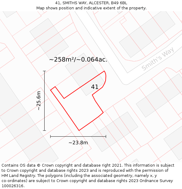 41, SMITHS WAY, ALCESTER, B49 6BL: Plot and title map