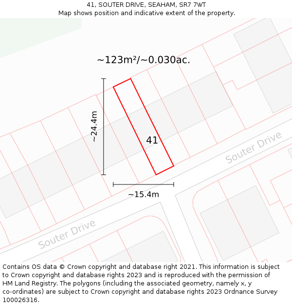 41, SOUTER DRIVE, SEAHAM, SR7 7WT: Plot and title map
