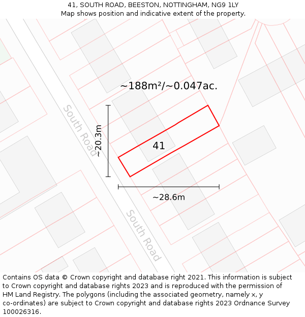 41, SOUTH ROAD, BEESTON, NOTTINGHAM, NG9 1LY: Plot and title map