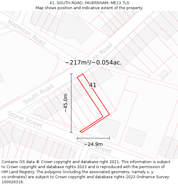 41, SOUTH ROAD, FAVERSHAM, ME13 7LS: Plot and title map
