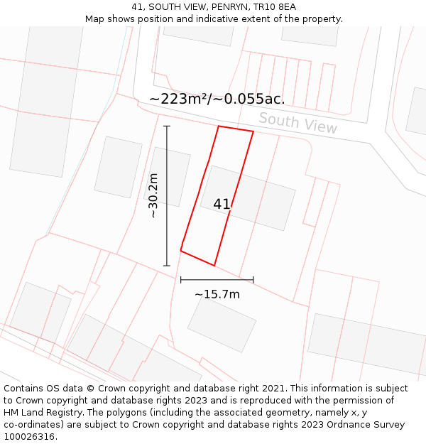 41, SOUTH VIEW, PENRYN, TR10 8EA: Plot and title map