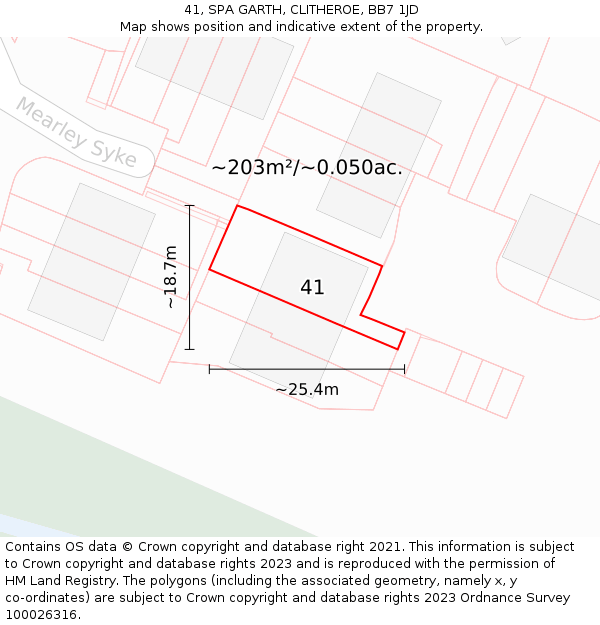 41, SPA GARTH, CLITHEROE, BB7 1JD: Plot and title map
