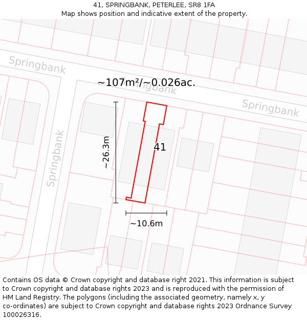 41, SPRINGBANK, PETERLEE, SR8 1FA: Plot and title map
