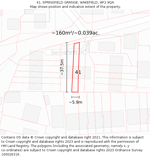 41, SPRINGFIELD GRANGE, WAKEFIELD, WF2 9QA: Plot and title map