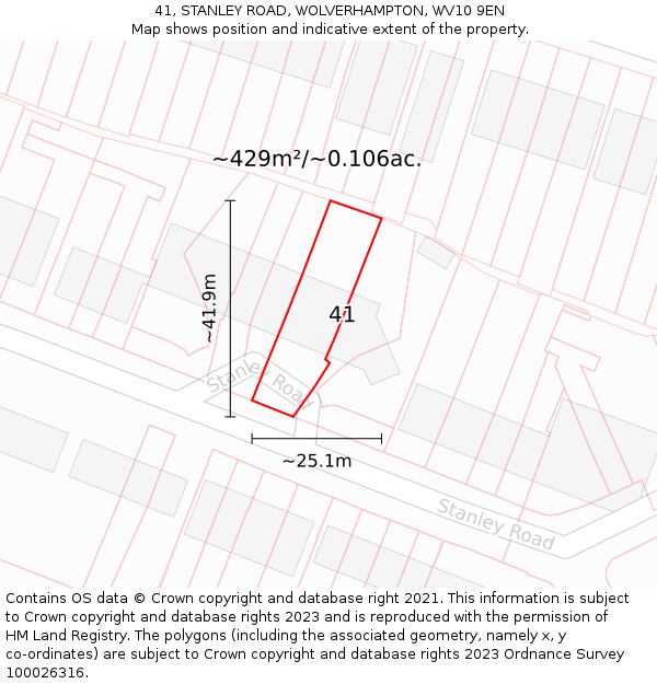 41, STANLEY ROAD, WOLVERHAMPTON, WV10 9EN: Plot and title map