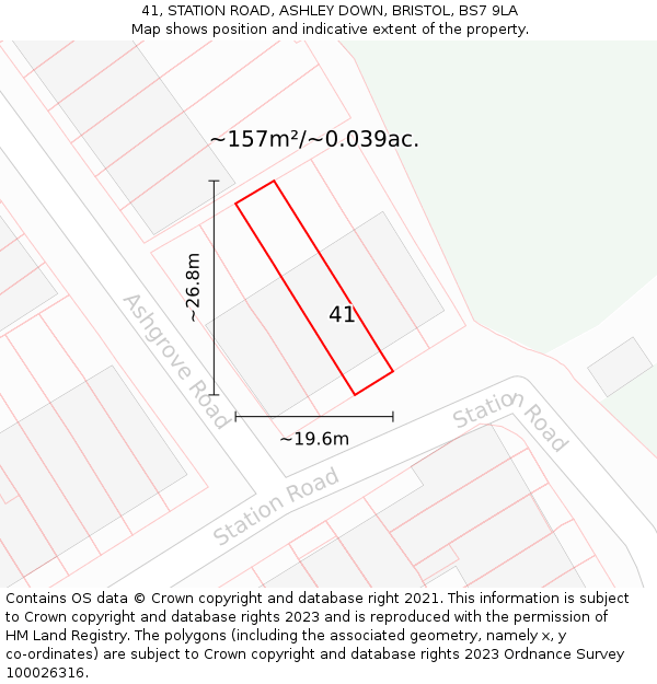 41, STATION ROAD, ASHLEY DOWN, BRISTOL, BS7 9LA: Plot and title map