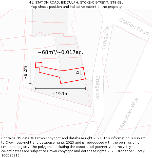 41, STATION ROAD, BIDDULPH, STOKE-ON-TRENT, ST8 6BL: Plot and title map