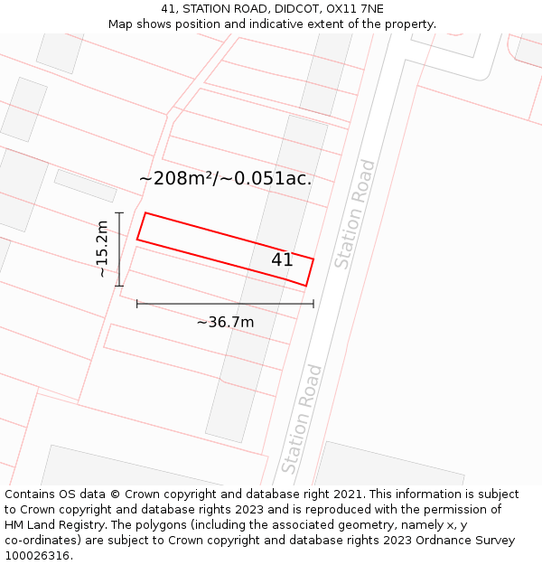 41, STATION ROAD, DIDCOT, OX11 7NE: Plot and title map
