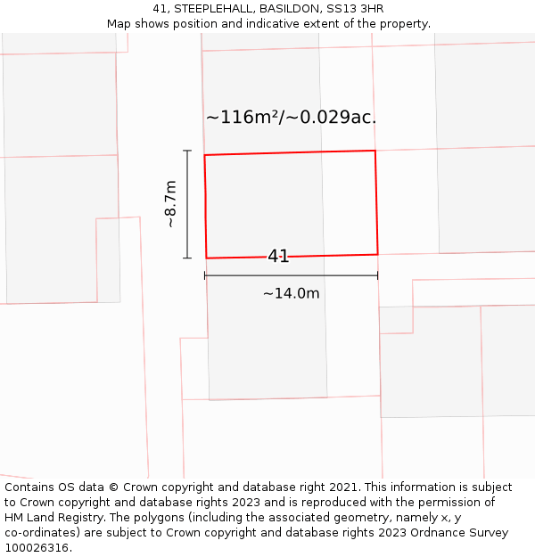 41, STEEPLEHALL, BASILDON, SS13 3HR: Plot and title map