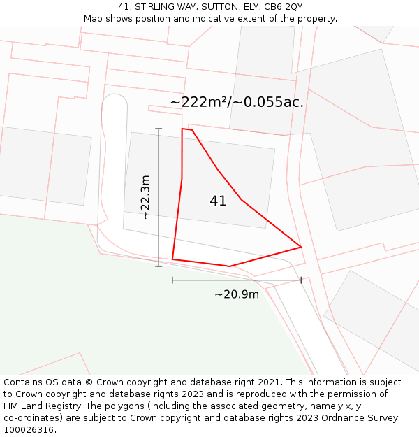 41, STIRLING WAY, SUTTON, ELY, CB6 2QY: Plot and title map