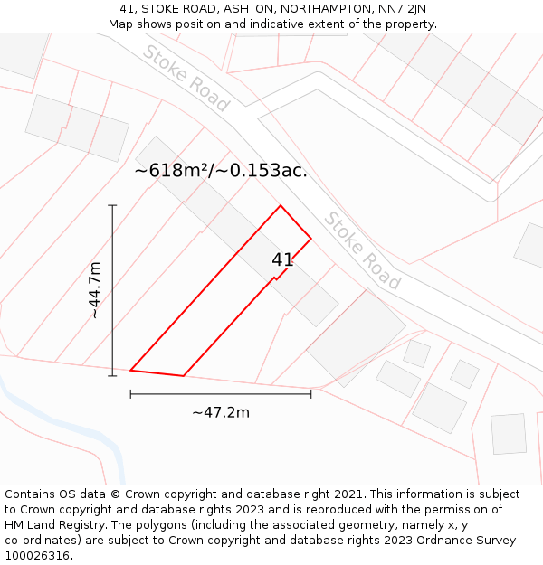 41, STOKE ROAD, ASHTON, NORTHAMPTON, NN7 2JN: Plot and title map