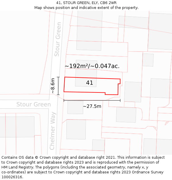 41, STOUR GREEN, ELY, CB6 2WR: Plot and title map