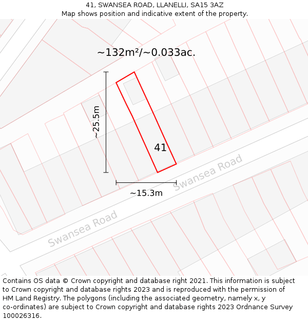 41, SWANSEA ROAD, LLANELLI, SA15 3AZ: Plot and title map