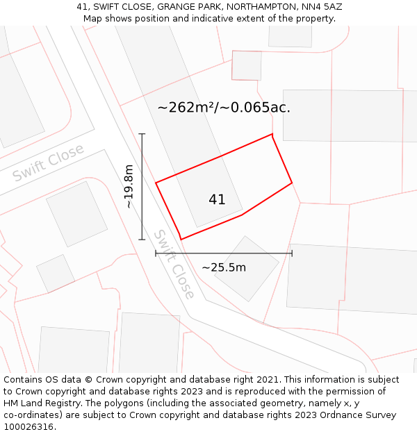 41, SWIFT CLOSE, GRANGE PARK, NORTHAMPTON, NN4 5AZ: Plot and title map