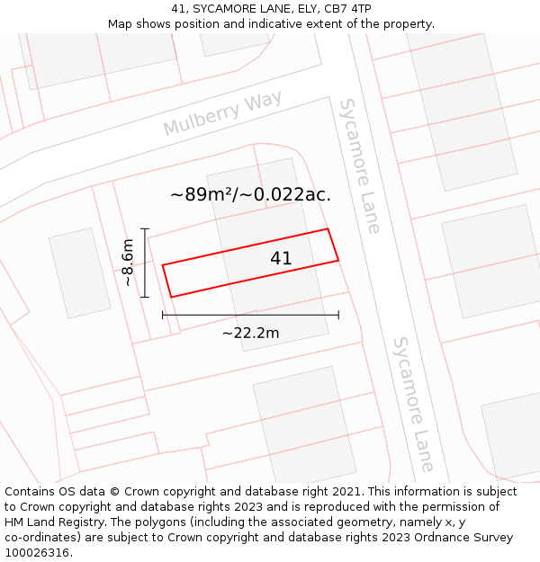 41, SYCAMORE LANE, ELY, CB7 4TP: Plot and title map