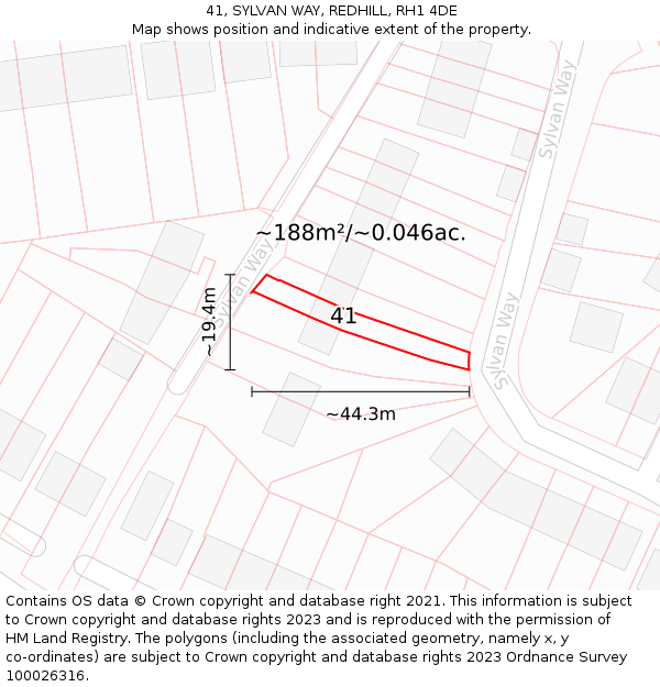 41, SYLVAN WAY, REDHILL, RH1 4DE: Plot and title map