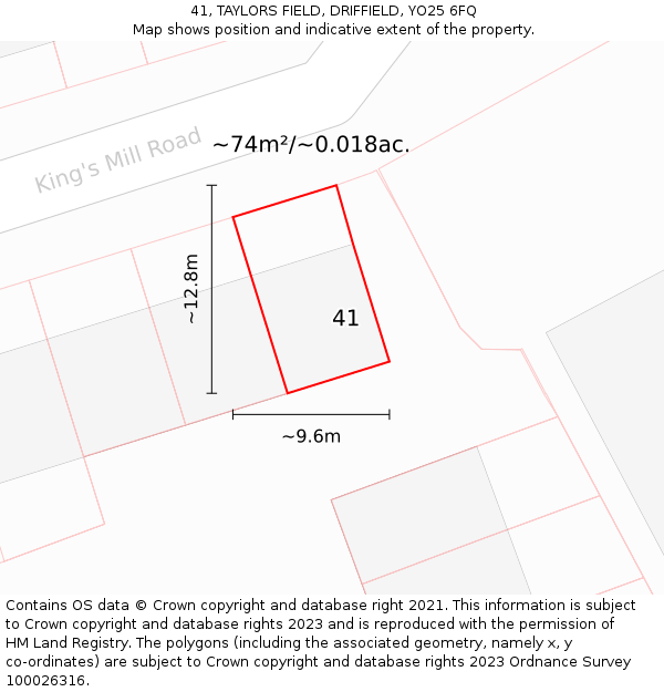 41, TAYLORS FIELD, DRIFFIELD, YO25 6FQ: Plot and title map