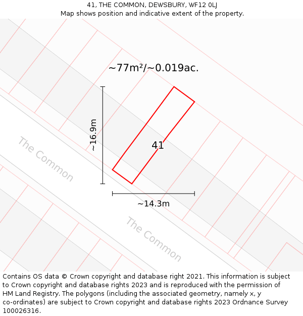 41, THE COMMON, DEWSBURY, WF12 0LJ: Plot and title map