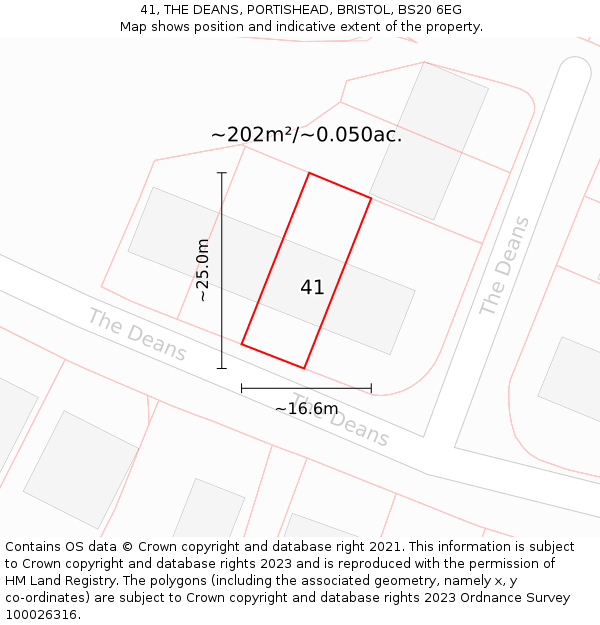 41, THE DEANS, PORTISHEAD, BRISTOL, BS20 6EG: Plot and title map