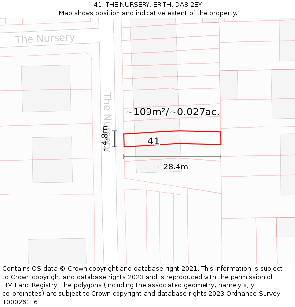 41, THE NURSERY, ERITH, DA8 2EY: Plot and title map