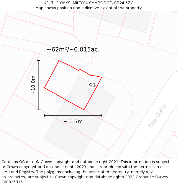 41, THE OAKS, MILTON, CAMBRIDGE, CB24 6ZG: Plot and title map