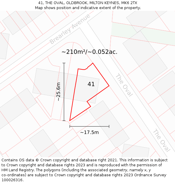 41, THE OVAL, OLDBROOK, MILTON KEYNES, MK6 2TX: Plot and title map