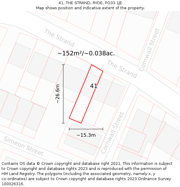 41, THE STRAND, RYDE, PO33 1JE: Plot and title map