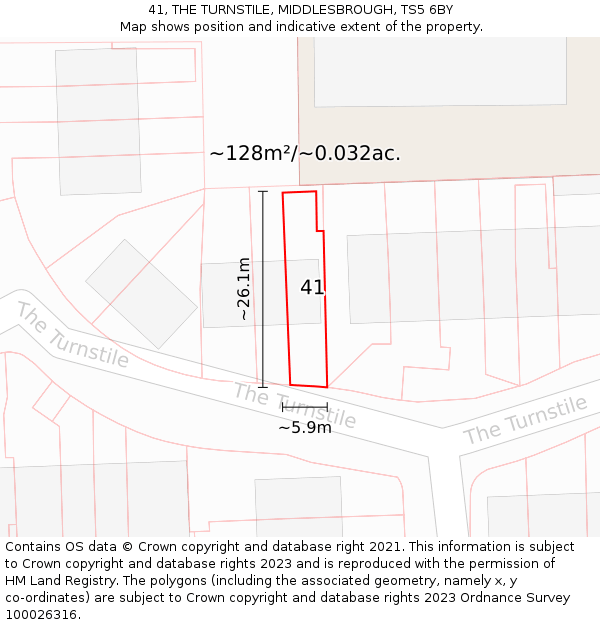 41, THE TURNSTILE, MIDDLESBROUGH, TS5 6BY: Plot and title map