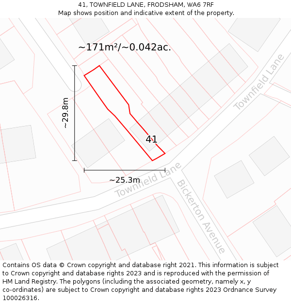 41, TOWNFIELD LANE, FRODSHAM, WA6 7RF: Plot and title map