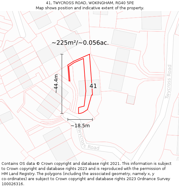 41, TWYCROSS ROAD, WOKINGHAM, RG40 5PE: Plot and title map